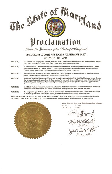 Maryland Proclamation (2015)